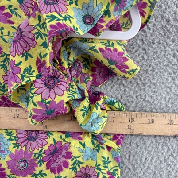 BANJANAN Women's Klara Top Floral Ruffle SIze XS Purple Yellow Daisy Print - Picture 7 of 15